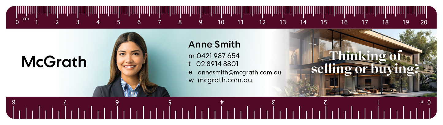 20cm Ruler Magnets 210mm x 50mm (Round Corners)